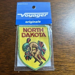 Vintage Voyager bestickter Aufnäher North Dakota Indianer neu aus altem Lagerbestand neu in Verpackung - Bild 1 von 2