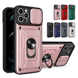 Camera Cover Card Slot Shockproof Stand Case For iPhone 15 Pro Max 14 13 12 11 8 - Picture 1 of 29