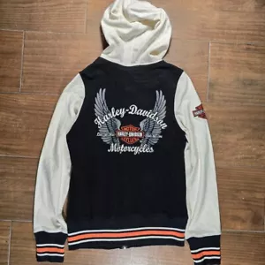 Harley Davidson Hoodie Women’s Black Logo Embroidered Full Zip SZ Small - Picture 1 of 5