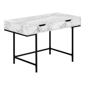 Pemberly Row Computer Desk Home Office Laptop 48"L Work Metal White Marble Look - Picture 1 of 4
