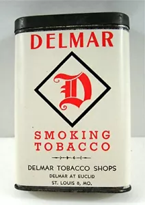 De colección Delmar etiqueta de papel para fumar tabaco bolsillo tob lata tiendas St Louis - Imagen 1 de 3