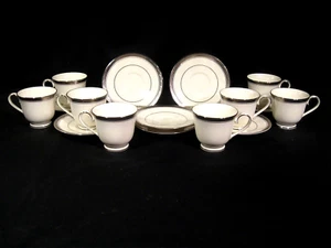 Noritake Ardmore Platinum 7601 tazas 8 y platillos 8 piezas totales 16 - Imagen 1 de 24