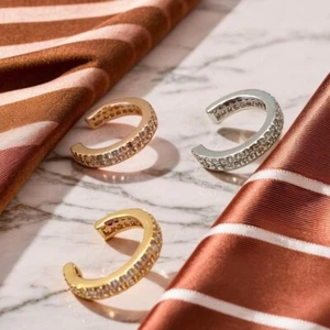 1 Piece Pave Adjustable Ear Cuff, Unique Sparkling Ear Wrap, Cartilage Earring - Picture 1 of 8