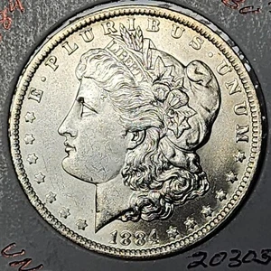 1884-O MORGAN SILBER DOLLAR EXPLOSION WEISS GEM BU #2030324-72X - Bild 1 von 4