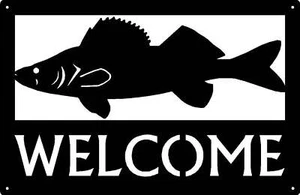 Walleye Fish Welcome Sign with Custom Name Options- Made in USA - Picture 1 of 4