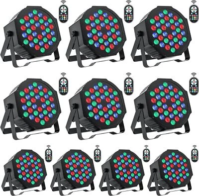 Luzes de palco 10 pacotes 36LED RGB LED par luzes DMX lâmpada de feixe com controle remoto - Imagem 1 de 4