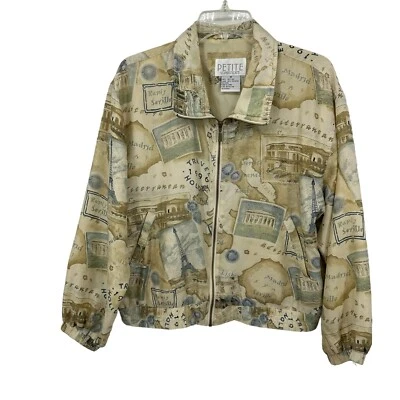 Petite Sophisticate Vintage 1996 Womens Europe All Over Print Jacket Silk Medium - Image 1 of 4