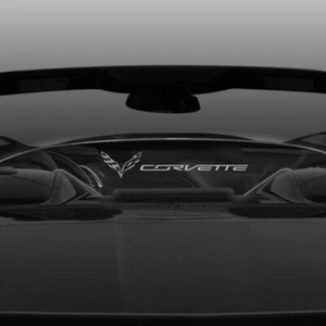 SMOKE Corvette Text & Flag Logo WindRestrictor® Blocker For 14-19 C7 Convertible - Picture 1 of 6