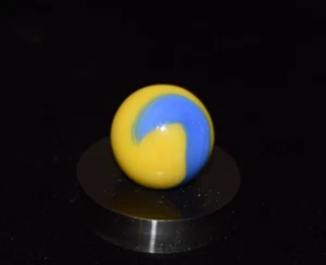 ⭐Vintage Akro🦃Turkey Head Prize Name🔵🟡Corkscrews toy Marble Size .640" MINT - Picture 1 of 7