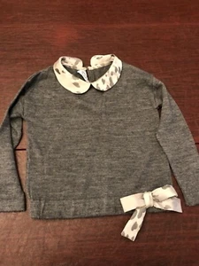 Special Day Girls Sweater Size 8 Color Grey with Light Grey Collar and Bow - Picture 1 of 9