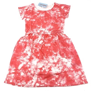 Cat & Jack Girls Size M Short Sleeve Dress Pockets Tie Dye Coral - Picture 1 of 11