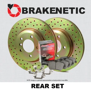 REAR BRAKENETIC Drilled Brake Rotors + Ceramic Pads VENTED BSK83252 - Picture 1 of 3