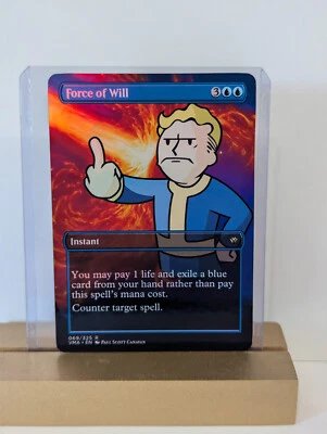 Force of Will Fallout Foil Custom sticker on bulk MTG Commander - Image 1 of 2