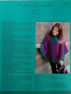 VALERIE CHILD PONCHO Fiber Trends Knitting Pattern Vintage 2004 Hood or Collar - Picture 1 of 4