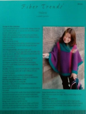VALERIE CHILD PONCHO Fiber Trends Knitting Pattern Vintage 2004 Hood or Collar - Image 1 of 4