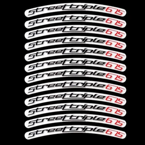 Street triple 675 white colour wheel rim graphics stickers decals x 12 SMALL - Picture 1 of 3
