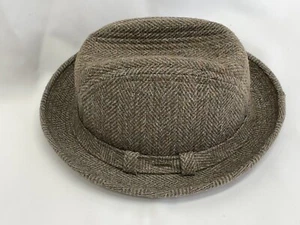 Vtg STETSON Equalizer Fedora Hat Trilby Men's Small Medium Tweed Wool Brown Gray - Picture 1 of 12