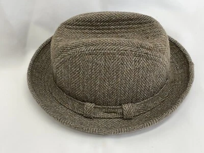Vtg STETSON Equalizer Fedora Hat Trilby Men's Small Medium Tweed Wool Brown Gray - Image 1 of 4