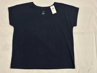 NWT J. Jill Luxe Supima Cotton Scoop Neck Short Sleeve T-shirt Women's M Navy - Image 1 of 4