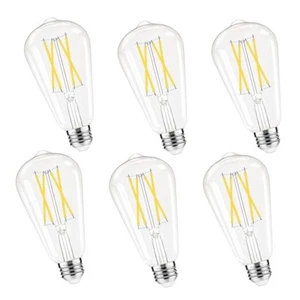 Dimmable Edison Bulbs, 4000K 6W Equivalent to 60 watt E26 6 Pack Daylight White - Picture 1 of 8
