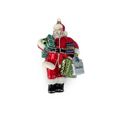 "Bolso de compras Neiman Marcus Santa 2017 adorno de vidrio 7"" decoración navideña" Foto 1 de 4