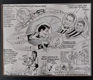 Sam Wells, 1960's Original VFL Cartoon Artwork, published Melbourne Herald - Picture 1 of 5