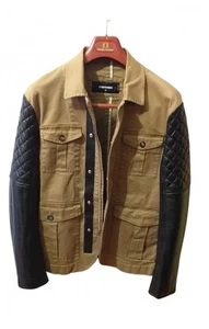 Dsquared2 Military Blouson Jacket Leather Cotton Size 52 L nv425xl - Bild 1 von 2