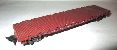 Coche plano vintage HO Varney 40' con camiones con muelles metálicos Varney Foto 1 de 4