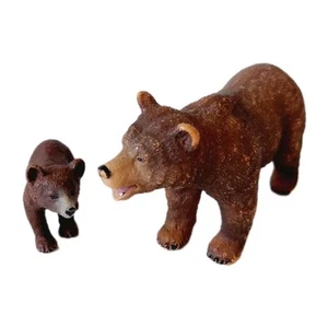 Schleich 2018 North American Brown Grizzly Bear Mother With Cub Figures - Picture 1 of 13