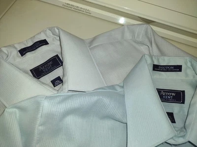 Camisas de vestir ligeras de manga corta vintage 2 para hombre Arrow Kent Decton 14,5 Foto 1 de 4
