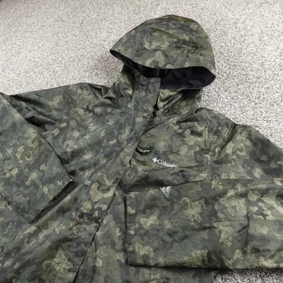 Chaqueta Columbia Para Hombres L Verde Camuflaje Omni Tech Impermeable Con Capucha Exterior Abrigo de Lluvia Foto 1 de 4