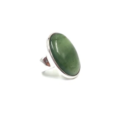 Anello sigillo argento 925 giada uomo gioiello nefrite verde anello a... - Immagine 1 di 4
