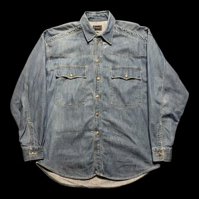 Vintage Versace Men’s Button Down Shirt Sz M Denim Italy - Image 1 of 4