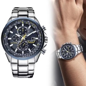 Ci#tizen Men's Eco Drive Sport Chronograph Atomic Time Keeping Watch Stainless - Picture 1 of 6