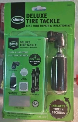 Комплект для ремонта и накачки велосипедных снастей Slime Deluxe + 12 накладок на преклей  - Изображение 1 из 3