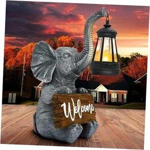Outdoor Elephant Statues Solar Garden Decor Lights - Elephant Decoration for - Picture 1 of 5