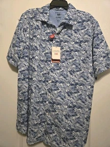 Chaps Everyday Performance Woven Shirt Men's Size 2XL Blue Floral Stretch UPF 50 - Picture 1 of 6