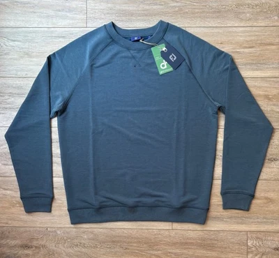 NEW FootJoy FJ Mens Medium French Terry Crew Sweater Sweatshirt Blue Ink Heather - Image 1 of 4