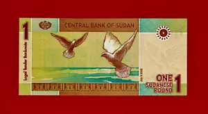1 POUND 2006 SUDAN UNC NOTE (Pick-64a.1) - Prefix: "AG" - CENTRAL BANK - Pigeons - Picture 1 of 4