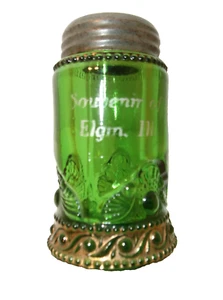 ANTIGUO EAPG Recuerdo Salero Encaje Medallón Esmeralda/Verde finales de 1890 - Imagen 1 de 11