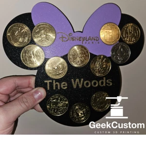 Minnie Mouse Disneyland Paris Coin / Medallion Holder - Customisable - Foto 1 di 15