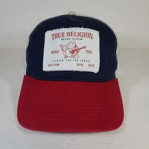 True Religion Men's Trucker Frayed Edge Buddha Hat Cap Snapback Adjustable - Picture 1 of 9