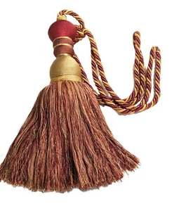 Tassel Very Large 14" Long Maroon/Gold Home Décor Drapery Tie-Back Used - Picture 1 of 10