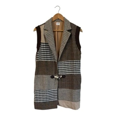 Blank Vest Jacket Women's Small Multi Patterned Toggle Career Academia - Image 1 of 4