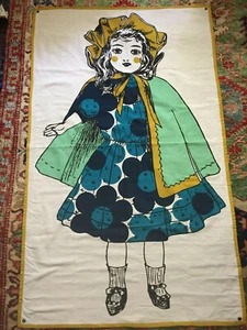 NEW in bag Designer THOMAS PAUL TEXTILE WALL ART ANTIQUE DOLL PRINT "SALLY" - Picture 1 of 7