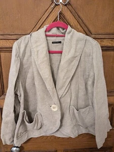 GRIZAS heavy linen jacket, size L (50'' bust so size 16-20?), taupe/beige, PLUS - Picture 1 of 9