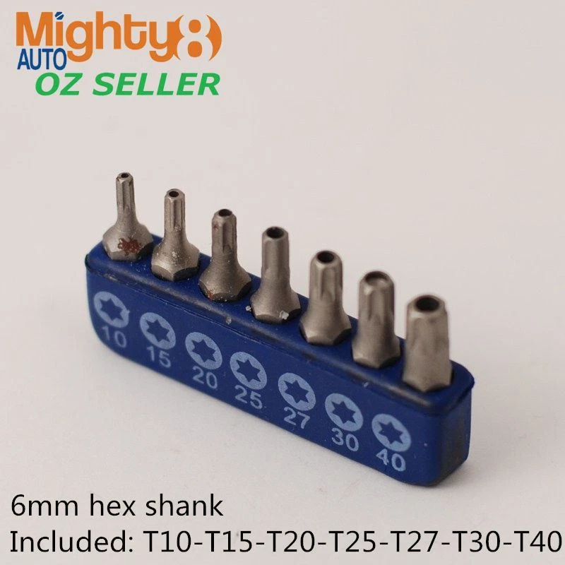 T10H-T40H 7pc 25mm Tamperproof Star / Torx Key Screwdriver Bits Set #111701 - image 1 of 2