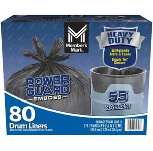 Member's Mark Schwerlast 55 Gallonen Trommel Liner Müllbeutel, 80 ct. 2er Pack - Bild 1 von 6