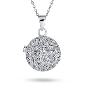 Vintage Filigree Star Aromatherapy Locket Necklace Sterling Silver Teens - Picture 1 of 4