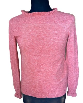 Suéter feminino Sundance tamanho S vermelho laranja lã cashmere mistura Aileen babado - Imagem 1 de 4